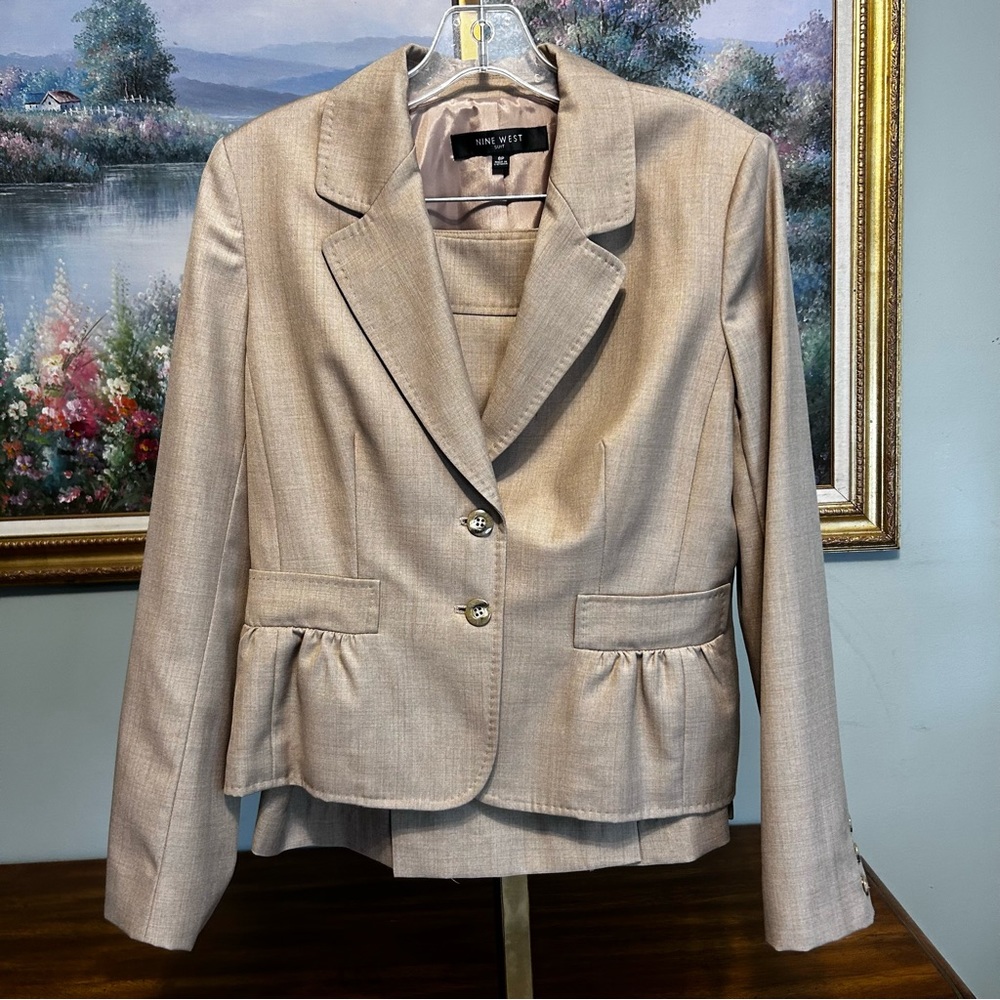 Nine West Women's Beige Two-Piece Skirt Suit